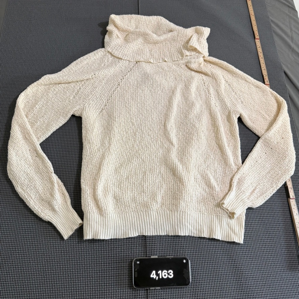 Free People Cream Cowl Neck Raglan Knit Sweater Womens Estimated Medium